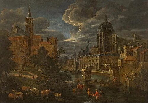 View of an imaginary city, 1650, Daniel van Heil