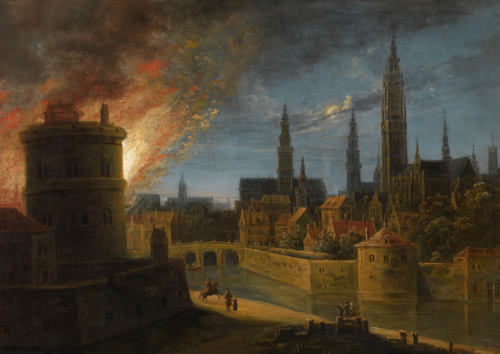 Fire in Antwerp, 1650, Daniel van Heil
