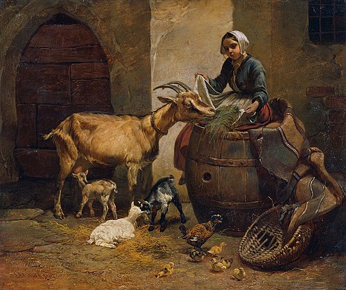 Mädchen mit Ziege, 1849, Leopold Brunner