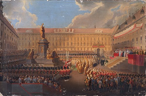 Unveiling of the Monument to Emperor Franz I of Austria on Vienna's Franzensplatz on 19 June 1846, 1846, Leopold Bucher