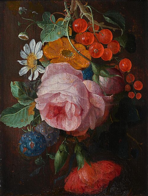 Blumengirlande mit Johannis- und Brombeeren, , Pieter Gallis