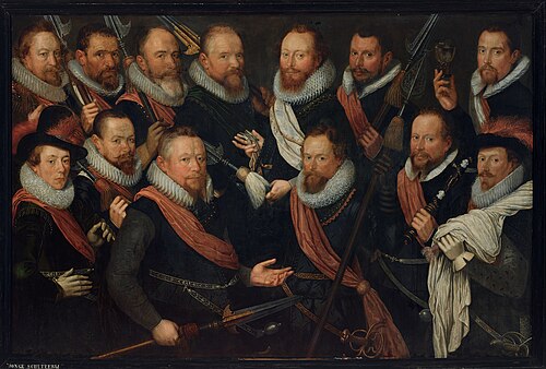 Officieren en vaandeldragers van de Jonge Schutterij, 1615, Zacharias Paulusz