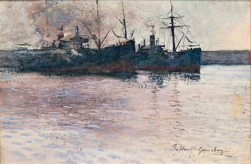 Ships in the Leghorn harbour, 1894, Raffaello Gambogi