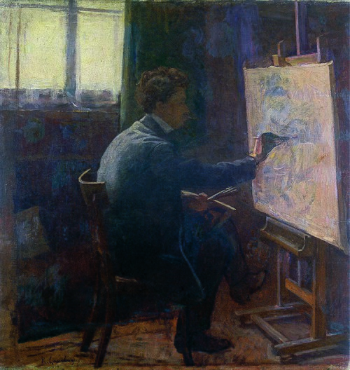 Self Portrait with easel, 1899, Raffaello Gambogi