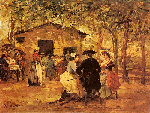 Terrasse d'un café, , Raffaello Sorbi