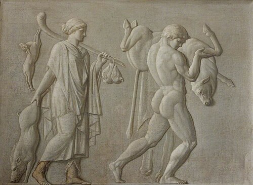 Autumn or Winter and Theseus or Hercules carrying a Bull, 1794, Robert Fagan