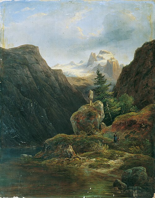 Vorderer Gosausee against Dachstein, 1848, Wilhelm Steinfeld