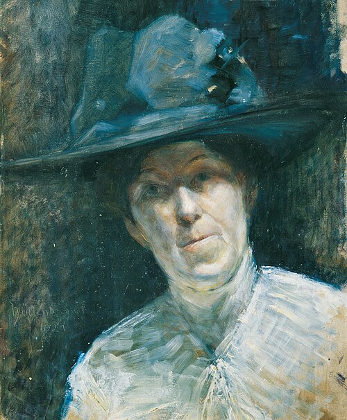 Dame mit blauem Hut, 1921, Ernestine von Hüttenbrenner