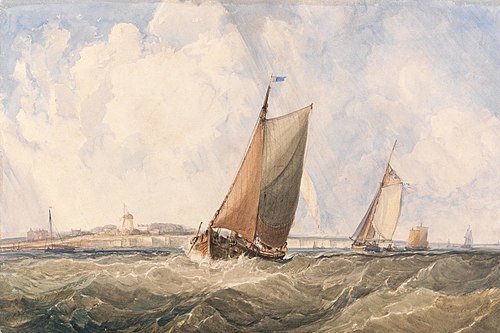 Fishing Vessels in a Heavy Swell off the Coast, 1857, George Hyde Chambers
