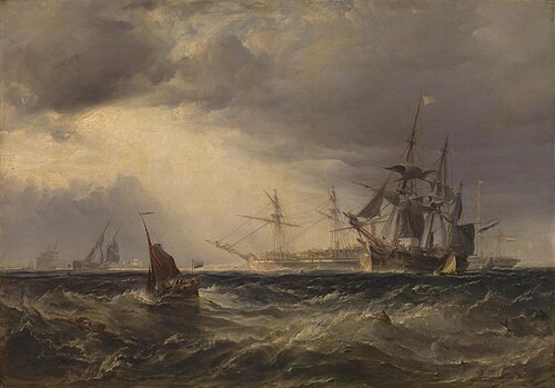 Dutch East Indiamen Weighing their Anchors, 1835, George Hyde Chambers
