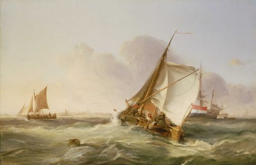 A Dutch Boeier in a Fresh Breeze, 1831, George Hyde Chambers