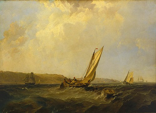 A Sailing Boat in a Fresh Breeze off Cowes, 1834, George Hyde Chambers