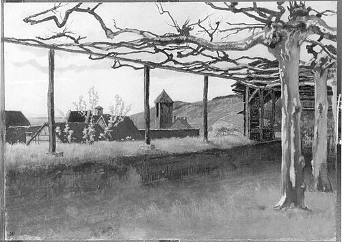 Ansicht von Gelnhausen (Blick von der Stadtmauer auf das innere Holztor), 1892, Carl Freiherr von Pidoll zu Quintenbach