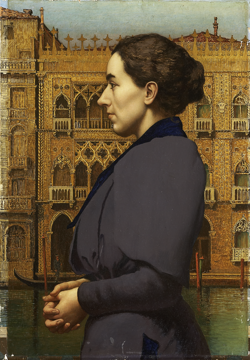 Portrait of Anna Cossmann before Ca d’Oro in Venice, 1894, Carl Freiherr von Pidoll zu Quintenbach