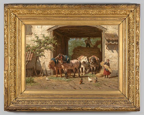 Een boer aan het hooien, 1880, Willem Carel Nakken