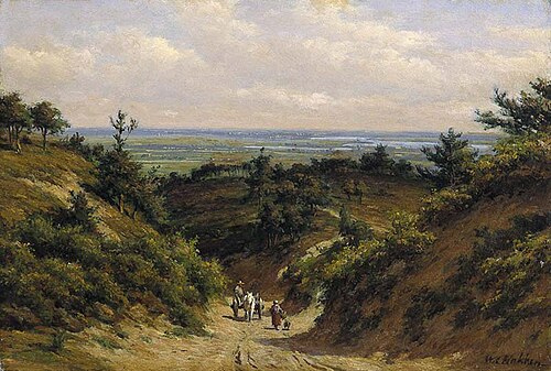 Gezicht op de Ooijpolder vanaf de Holleweg bij Berg en Dal, 1860, Willem Carel Nakken