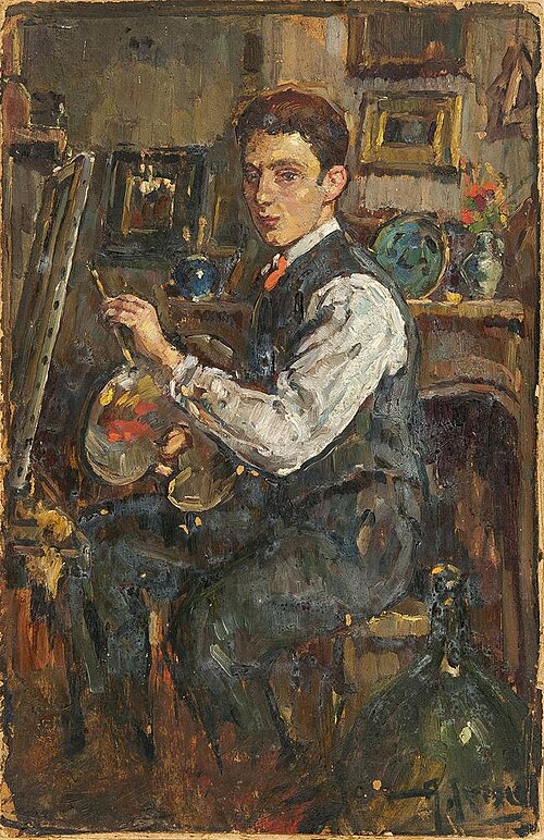 Zelfportret in atelier, 1920, Abraham Fresco