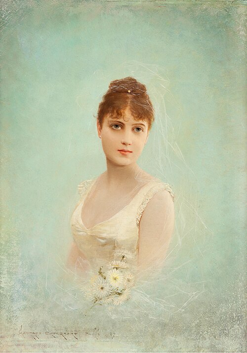 Portrait of a girl in a white dress, 1887, Georges Croegaert