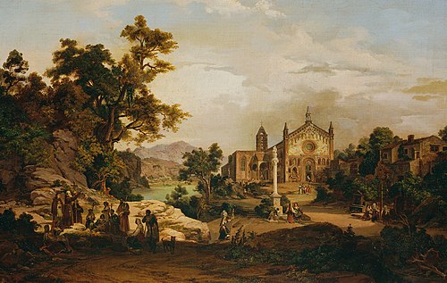 Italienische Landschaft mit Pilgern, , Georg Petzolt