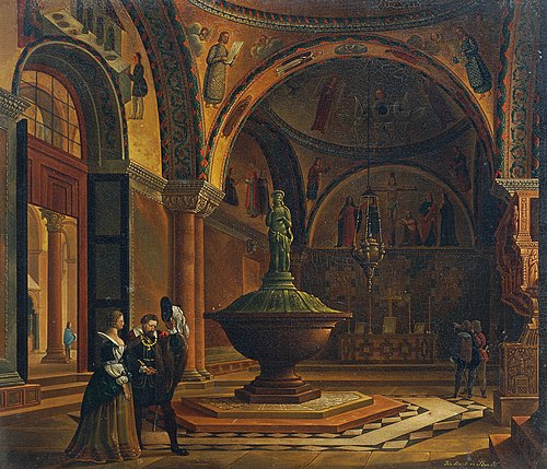 Das Innere des Baptisteriums von San Marco in Venedig, 1837, Giovanni Battista de Pian