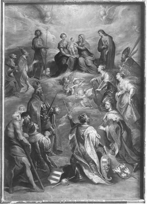 Virgin with child and St. Anna, surrounded by Saints and the Saints of the House of Austria, 1600, Thomas Francken