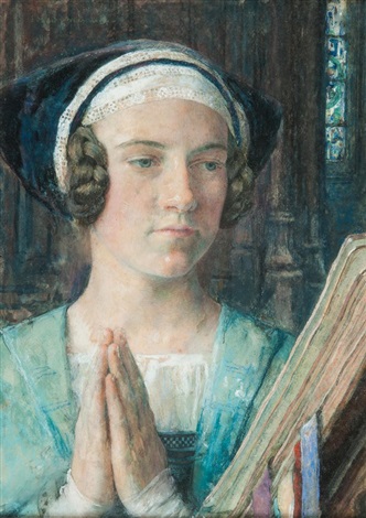 Portrait de femme en prière, , Edgar Maxence