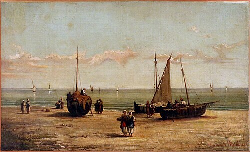 marina con barche, 1893, Tommaso Vitrioli