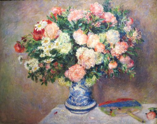 Bouquet of Chrysanthemums and a Japanese Fan, 1880, Auguste Renoir