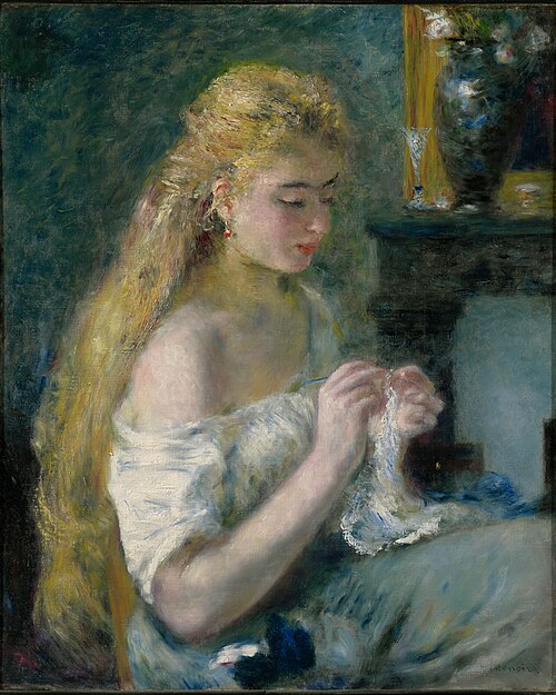 Jeune femme cousant, 1875, Auguste Renoir