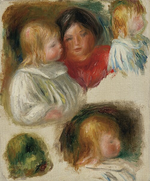 Étude d'enfants et jeune femme, , Auguste Renoir