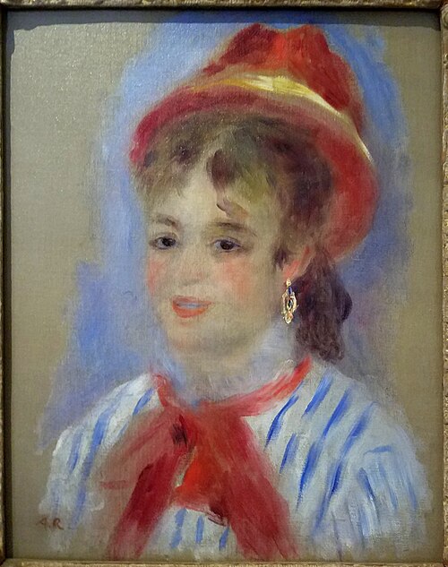 Estelle in a Red Hat, 1876, Auguste Renoir