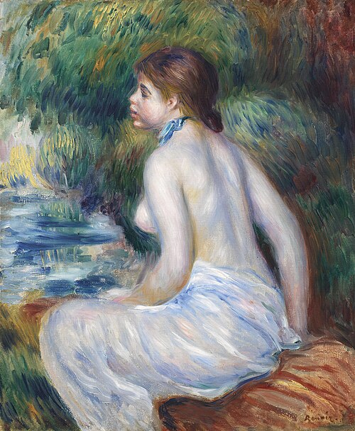 sitting bathing woman, 1890, Pierre-Auguste Renoir