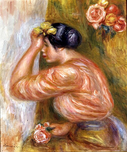 Femme à la rose devant le miroir, 1910, Auguste Renoir