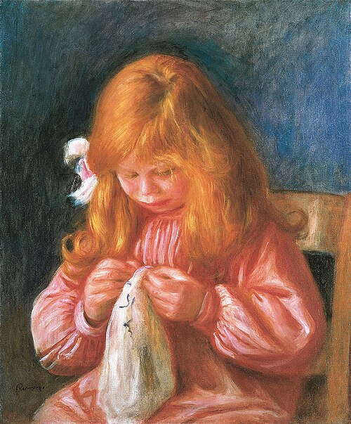 Jean Renoir cousant, 1898, Auguste Renoir