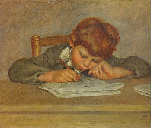 A Little Boy Writing, , Pierre-Auguste Renoir