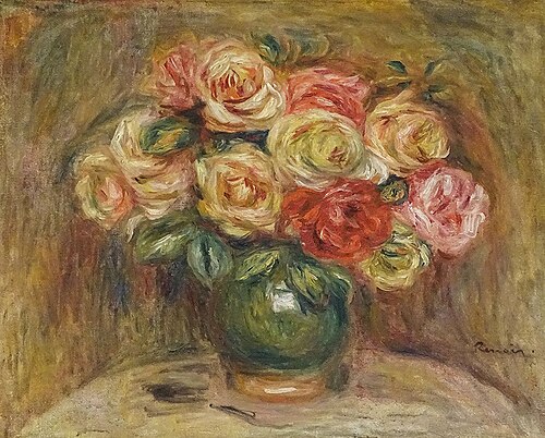 Roses dans un vase, , Auguste Renoir