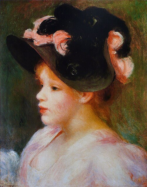 Young Girl in a Pink-and-Black Hat, 1891, Pierre-Auguste Renoir