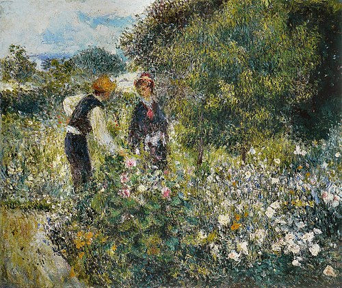 Picking Flowers, 1875, Pierre-Auguste Renoir