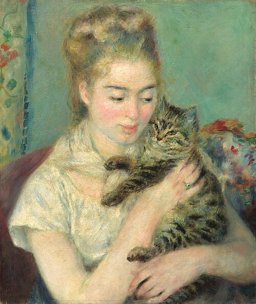 Woman with a Cat, 1875, Pierre-Auguste Renoir