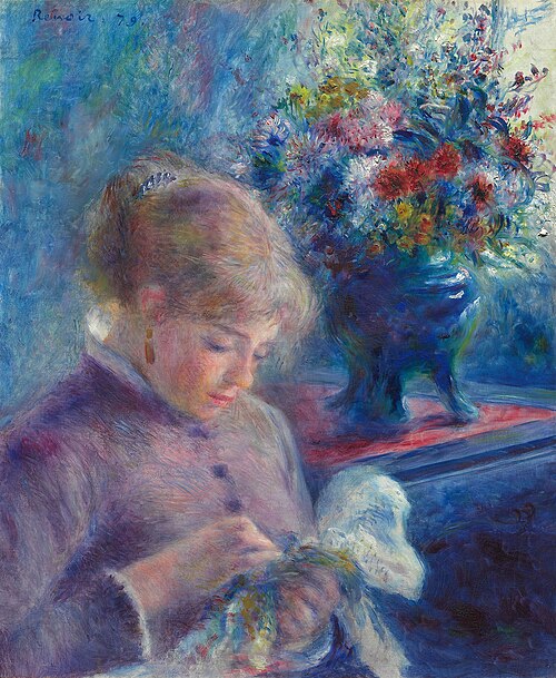 Young Woman Sewing, 1879, Pierre-Auguste Renoir