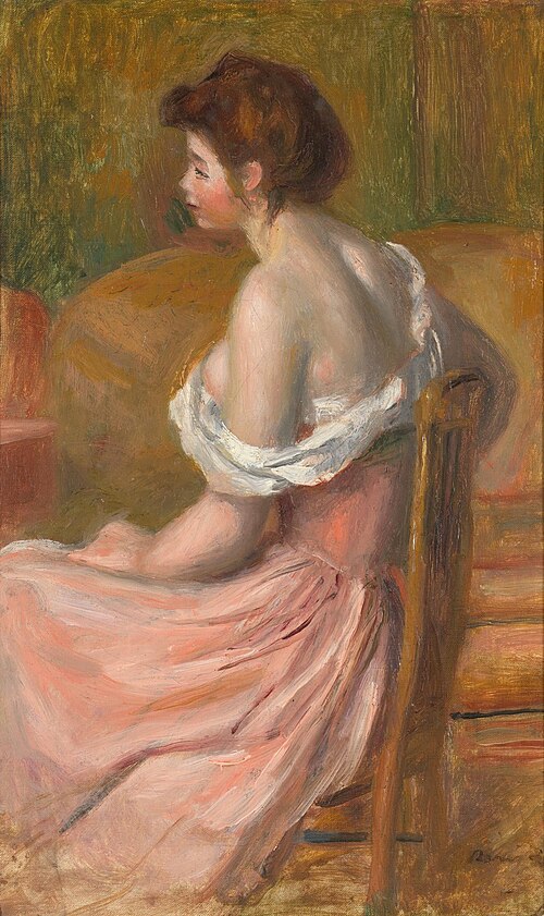 Young woman seated, with neck and shoulders uncovered, 1891, Pierre-Auguste Renoir