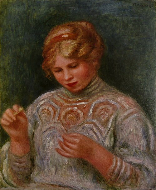 Girl Tatting, 1906, Pierre-Auguste Renoir