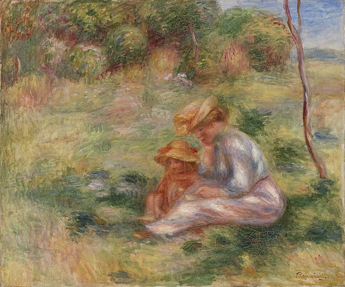 Woman and Child in the Grass (Femme avec enfant sur l'herbe), 1898, Pierre-Auguste Renoir