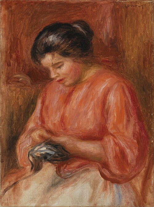 Girl Darning, 1909, Pierre-Auguste Renoir