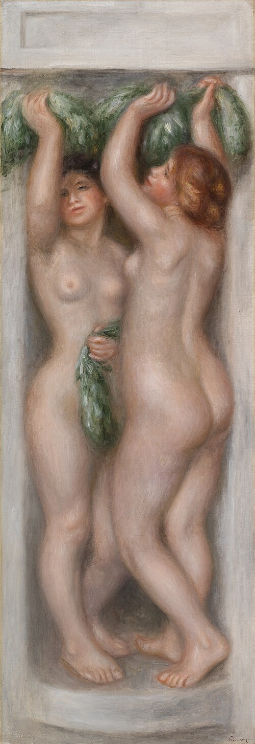 Caryatids (Cariatides); also called Deux baigneuses (panneau décoratif), 1910, Pierre-Auguste Renoir