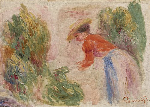 Woman Gathering Flowers (Femme cueillant des fleurs), , Pierre-Auguste Renoir