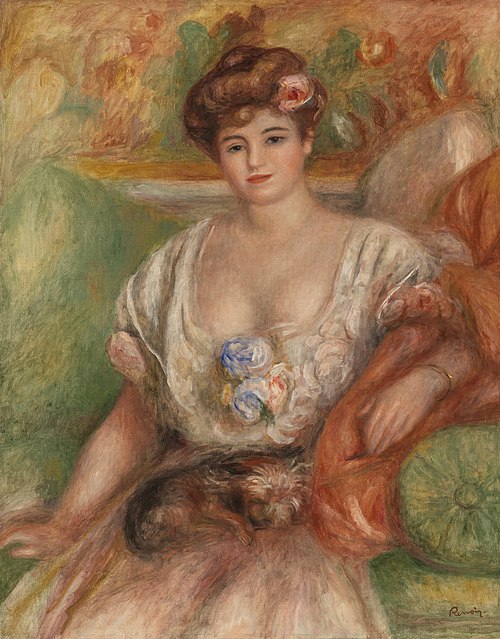 Portrait of Misia Sert (Jeune femme au griffon), 1907, Pierre-Auguste Renoir