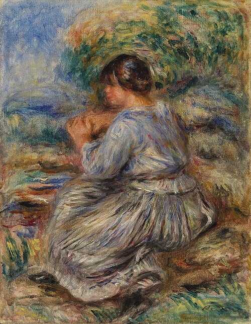 Girl Seated in a Landscape (Jeune fille assise dans un jardin), 1914, Pierre-Auguste Renoir