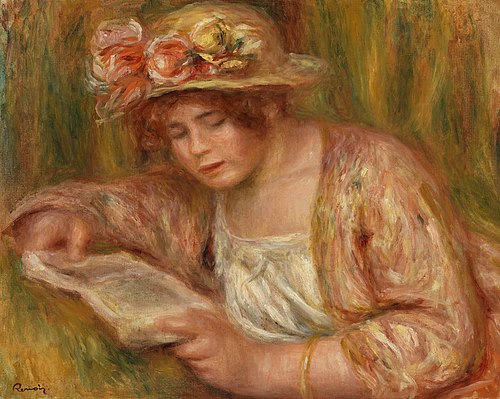 Andrée in a Hat, Reading (Andrée en chapeau, lisant), 1918, Pierre-Auguste Renoir