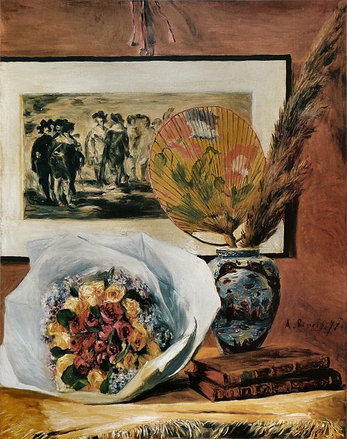 Nature morte au bouquet et à l'éventail, 1871, Auguste Renoir